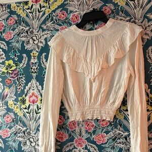 Wild Fable Cream Ruffled Women's Top